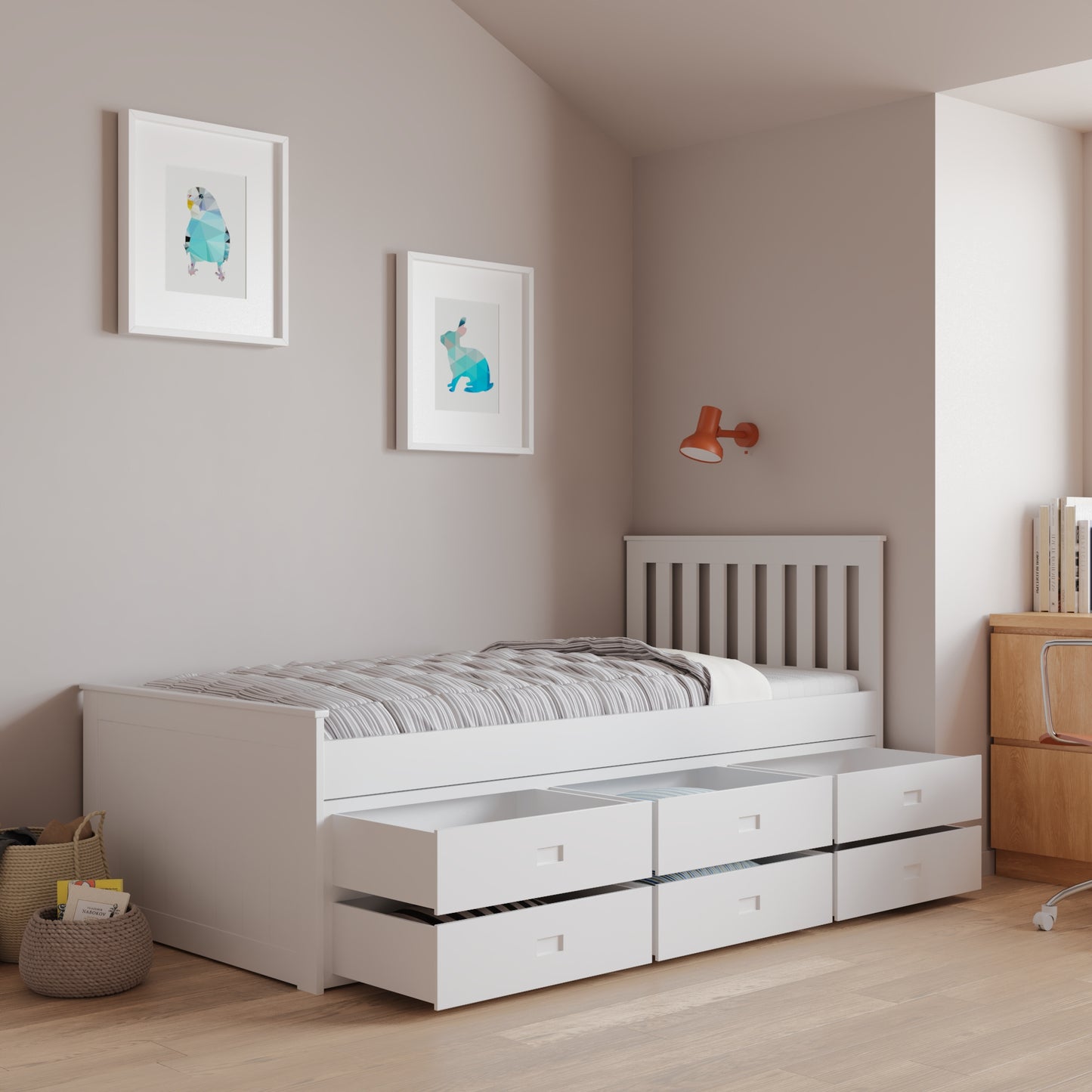 Bedmaster Nova Wooden 6 Drawer Storage Bed From Side-Kidzzz Beds