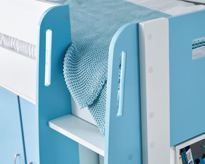 Bedmaster Lacy Midsleeper Bed Blue Ladder Handles-Better Bed Company