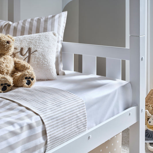 Bedmaster Icon Kids Single Wooden Bunk Bed White Side Rails-Kidzzz Beds