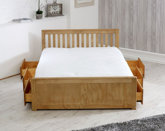 Birmingham Wooden Storage Drawer Bed Frame Wood Double-Kidzzz Beds