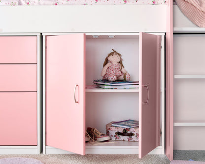 Bedmaster Lacy Midsleeper Bed Pink Inside Cupboard-Better Bed Company