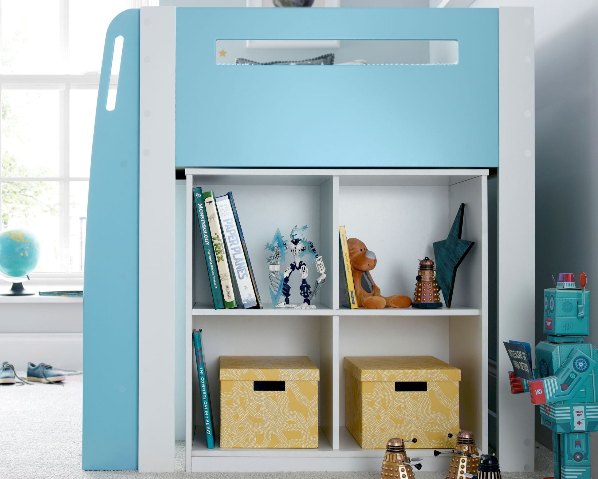 Bedmaster Lacy Midsleeper Bed Blue Shelving-Better Bed Company