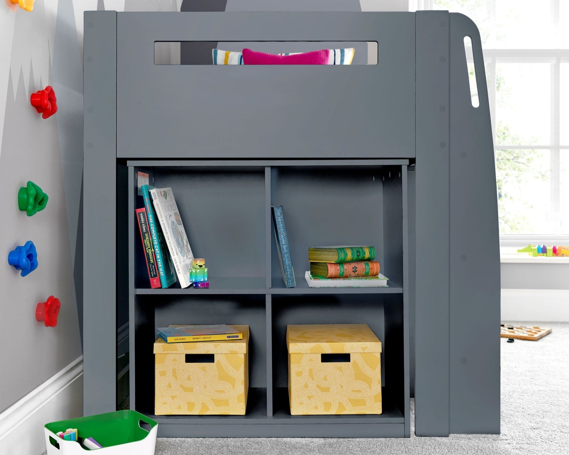 Bedmaster Lacy Midsleeper Bed Grey Shelving-Better Bed Company