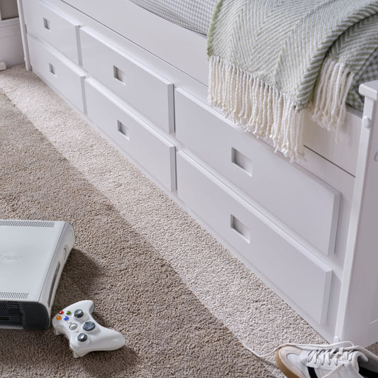 Bedmaster Nova Wooden 6 Drawer Storage Bed Drawers Close Up Of Drawer Fronts-Kidzzz Beds