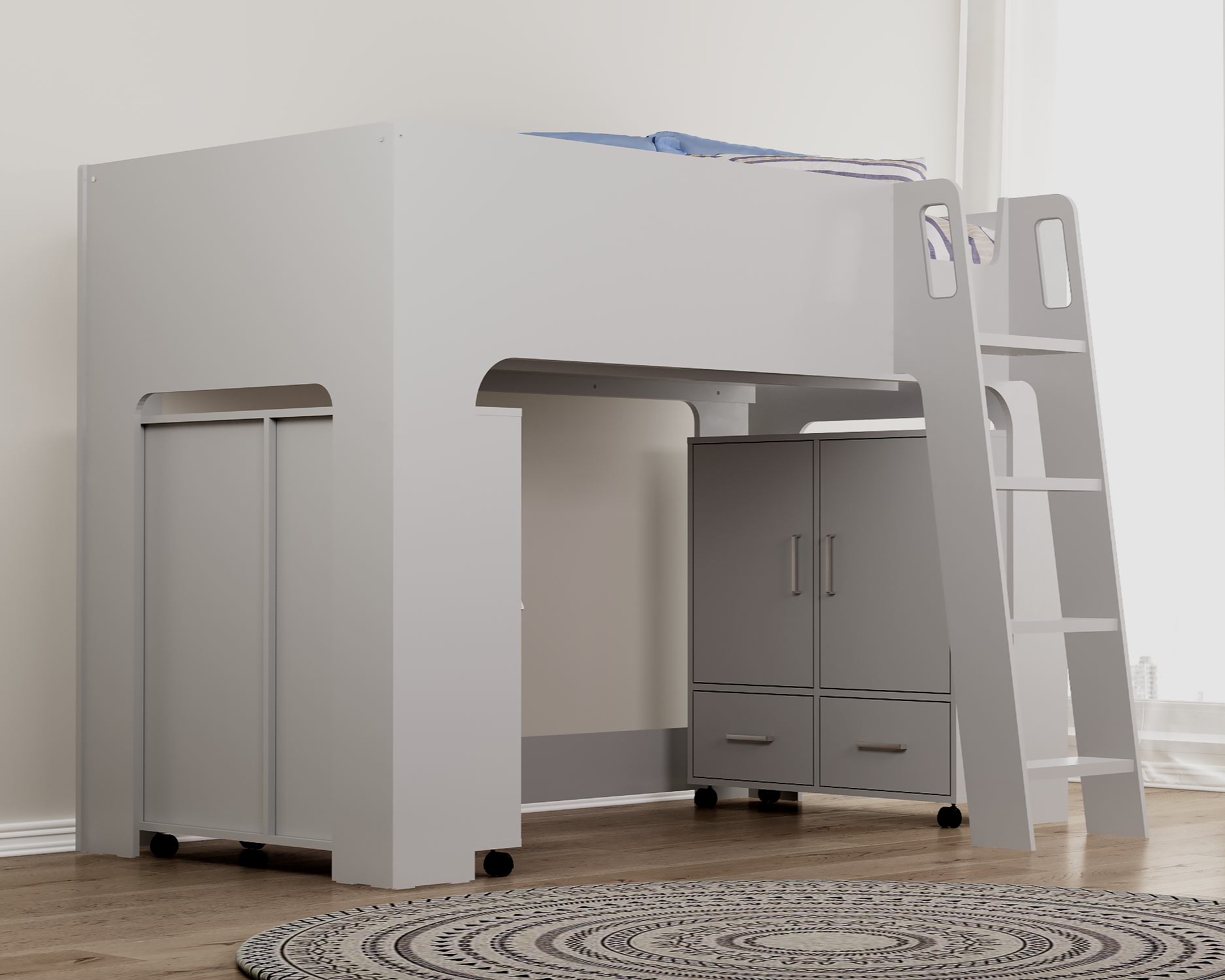 Flintshire Eden Mid Sleeper Grey From Side-Kidzzz Beds