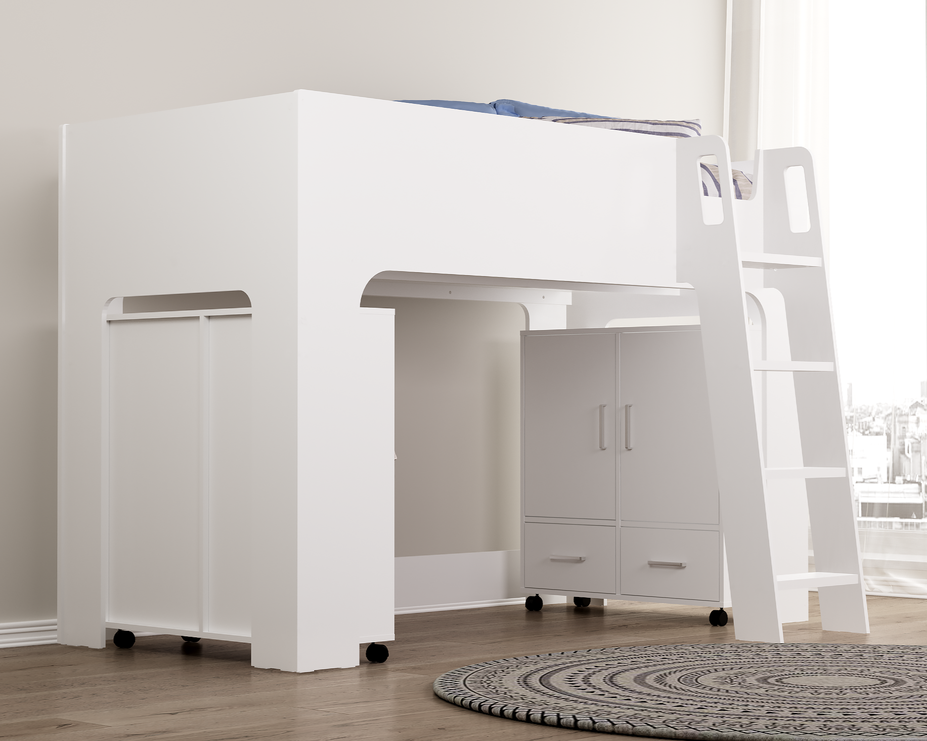 Flintshire Eden Mid Sleeper White From Side-Kidzzz Beds