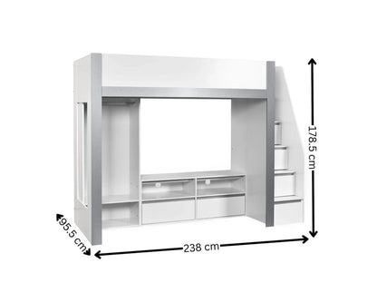 Julian Bowen Gaia Wooden Single Storage High Sleeper With Stairs Dimensions-Kidzzz Beds