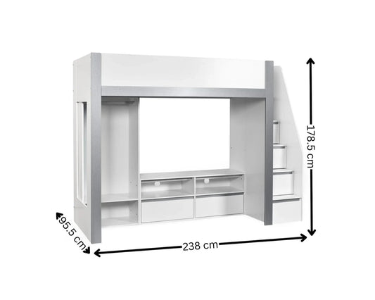 Julian Bowen Gaia Wooden Single Storage High Sleeper With Stairs Dimensions-Kidzzz Beds
