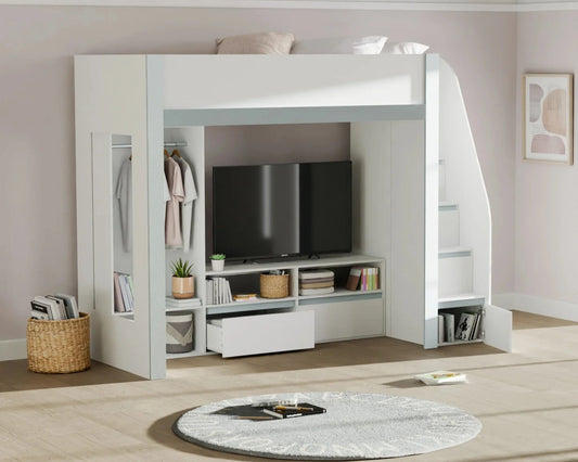 Julian Bowen Gaia Wooden Single Storage High Sleeper With Stairs With Storage Out-Kidzzz Beds