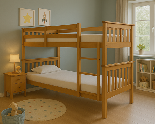 Heartlands Furniture Wooden Porto Bunk Bed-Kidzzz Beds