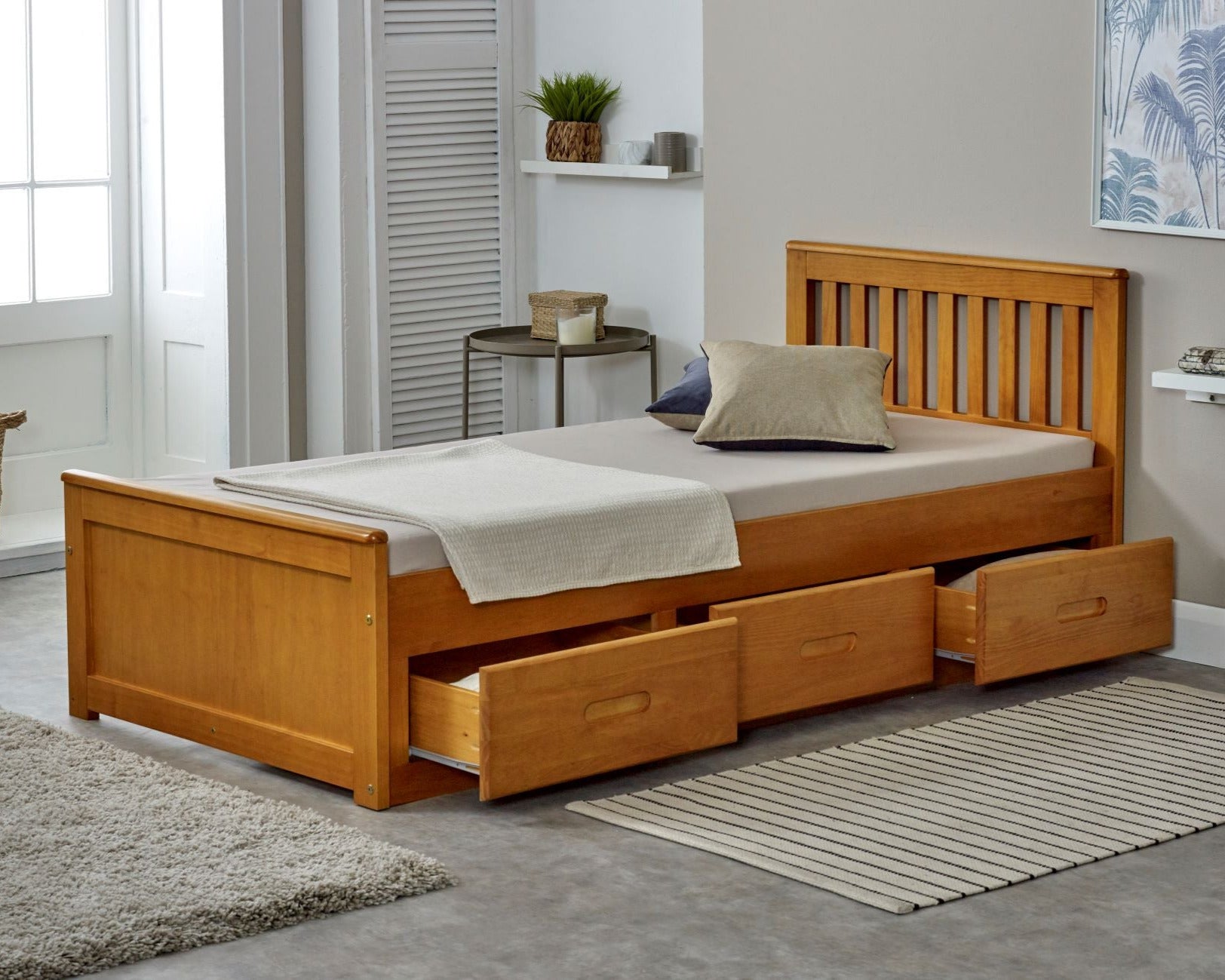 Birmingham Wooden Storage Drawer Bed Frame Honey Drawers Out-Kidzzz Beds
