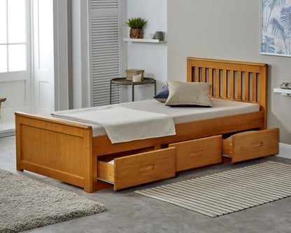 Birmingham Wooden Storage Drawer Bed Frame Honey Drawers Out-Kidzzz Beds