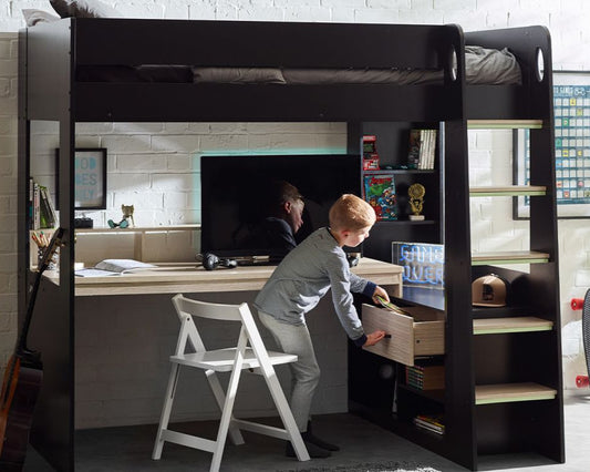 Julian Bowen Blaze Gaming Highsleeper Black And Pale Wood-Better Bed Company