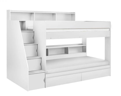Julian Bowen Camelot Staircase Bunk - White From Side In White Background-Better Bed Company