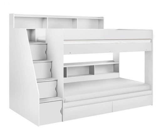 Julian Bowen Camelot Staircase Bunk - White From Side In White Background-Better Bed Company