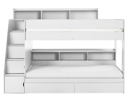 Julian Bowen Camelot Staircase Bunk - White From Front IN White Background-Better Bed Company