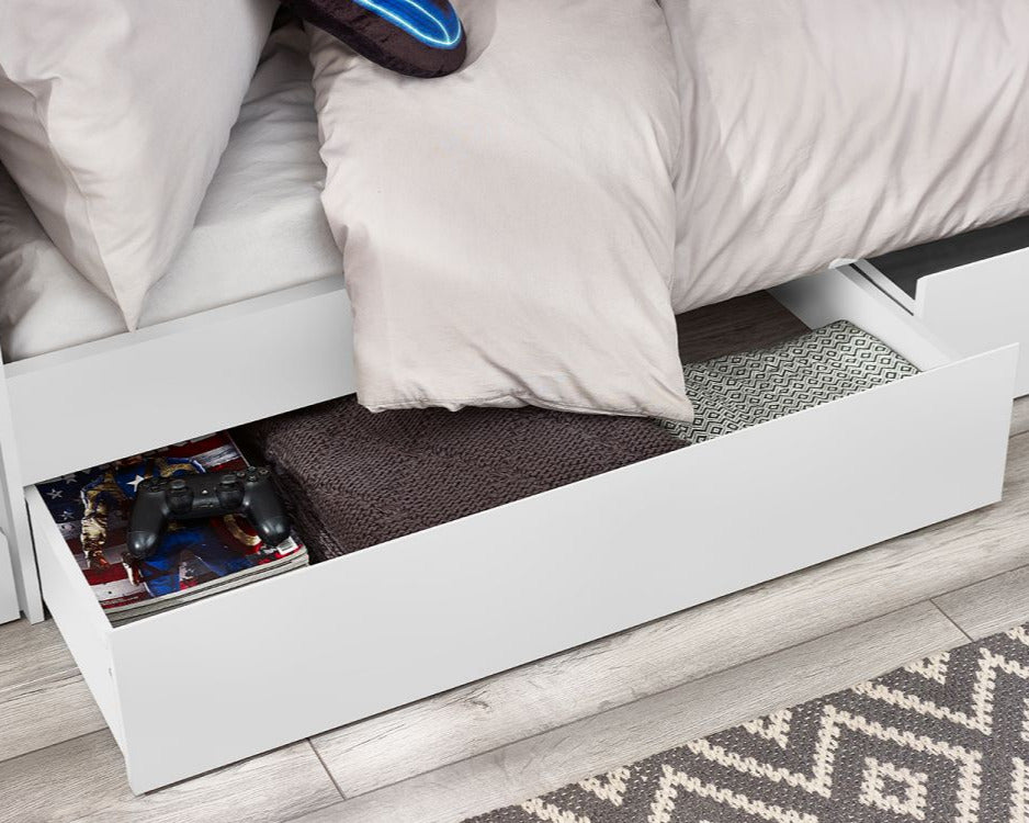 Julian Bowen Camelot Staircase Bunk - White Drawer Close Up-Better Bed Company
