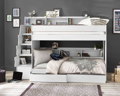 Julian Bowen Camelot Staircase Bunk - White Storage Open-Better Bed Company