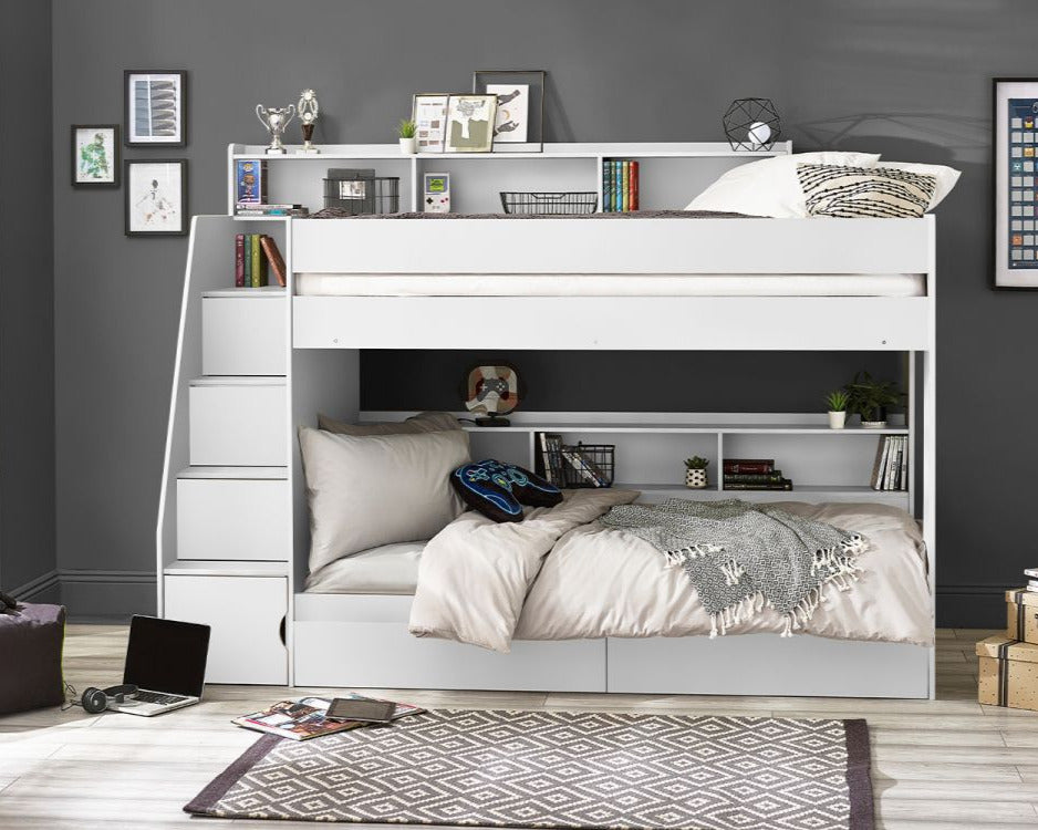 Julian Bowen Camelot Staircase Bunk - White-Better Bed Company