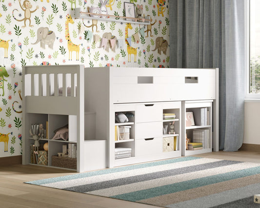 Kids Bunk Beds Daisy Wooden Mid Sleeper Set With Storage And Desk From Side-Better Bed Company