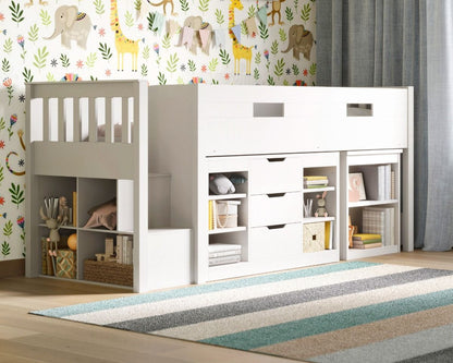 Kids Bunk Beds Daisy Wooden Mid Sleeper Set With Storage And Desk From Another Side-Better Bed Company