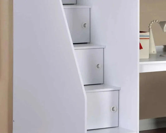 Flintshire Furniture Dakota High Sleeper White Steps Close Up-Better Bed Company