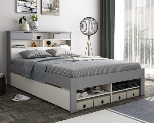 Bedmaster Fabio Wooden Storage Bookcase Bed Frame-Kidzzz Beds