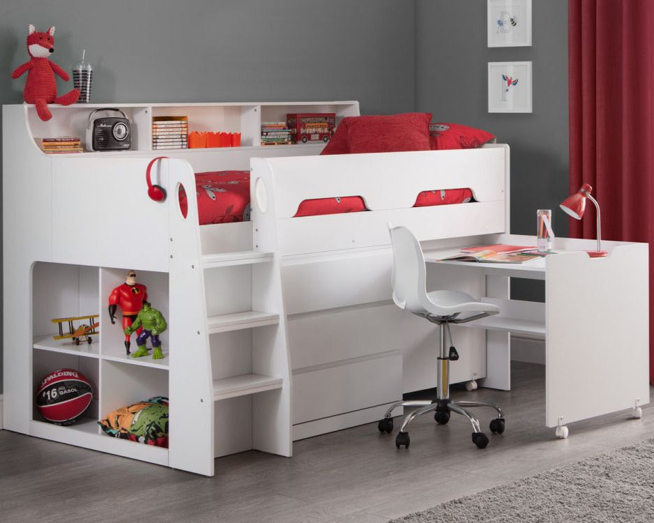 Julian Bowen Jupiter Mid Sleeper Bed White-Kidzzz Beds