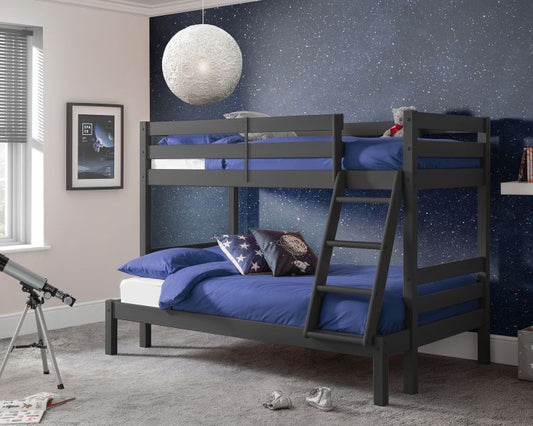 Julian Bowen Merlin Triple Sleeper Bunk Bed Anthracite-Better Bed Company