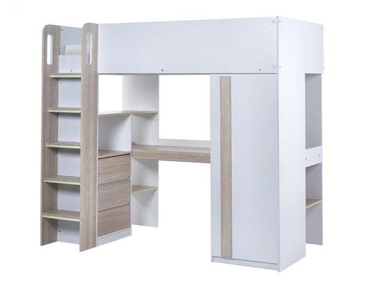 Julian Bowen Ocean Highsleeper - Pale Wood & White White Background From Other Side-Better Bed Company