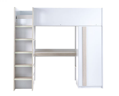 Julian Bowen Ocean Highsleeper - Pale Wood & White White Background From Front-Better Bed Company