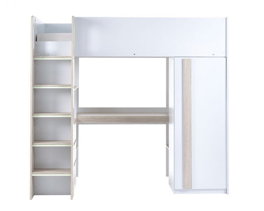 Julian Bowen Ocean Highsleeper - Pale Wood & White White Background From Front-Better Bed Company