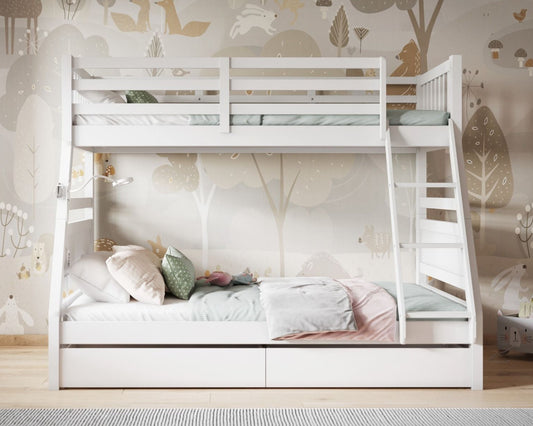 Simba Wooden Triple Bunk Bed White From Front-Kidzzz Beds