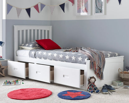 Bedmaster Quest Wooden 3 Drawer Bed White-Better Bed Company