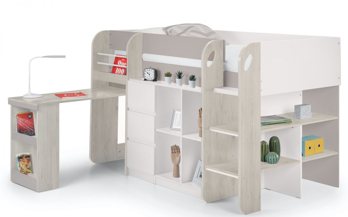Julian Bowen Saturn Midsleeper Taupe With Desk Out-Kidzzz Beds 