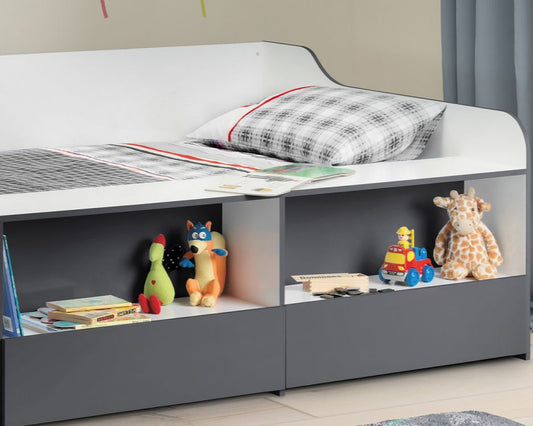 Julian Bowen Stella Low Sleeper Bed Charcoal & White Drawer Close Up-Better Bed Company