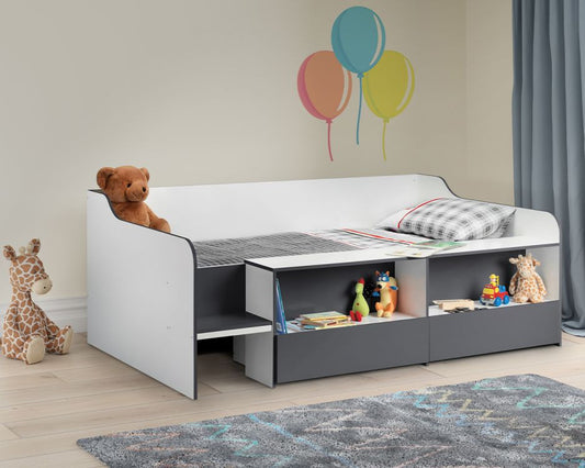 Julian Bowen Stella Low Sleeper Bed Charcoal & White-Better Bed Company