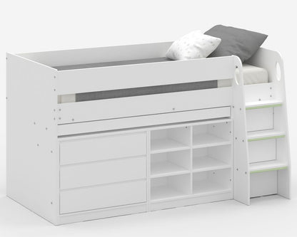 Julian Bowen Vespa White Wooden Single Midsleeper With Desk With Out Bedding-Kidzzz Beds